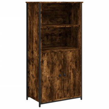 Vidaxl Aparador Alto Madera Contrachapada Roble Ahumado 62x36x121,5 Cm Marrón