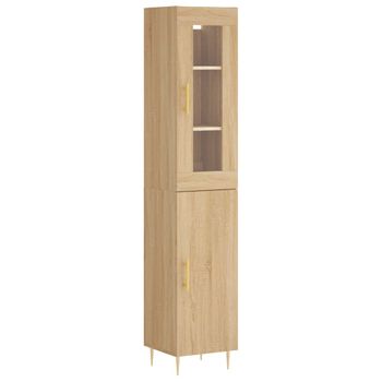 Vidaxl Aparador De Madera Contrachapada Roble Sonoma 34,5x34x180 Cm Marrón