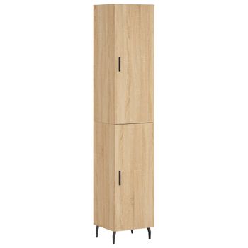 Vidaxl Aparador De Madera Contrachapada Roble Sonoma 34,5x34x180 Cm Marrón