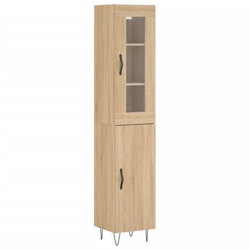 Vidaxl Aparador De Madera Contrachapada Roble Sonoma 34,5x34x180 Cm Marrón