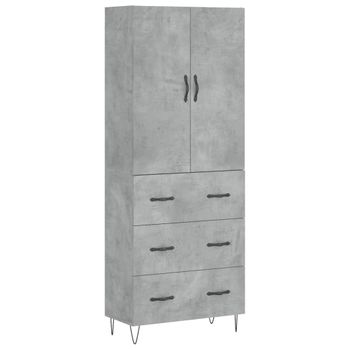 Vidaxl Aparador Alto Madera Contrachapada Gris Hormigón 69,5x34x180 Cm