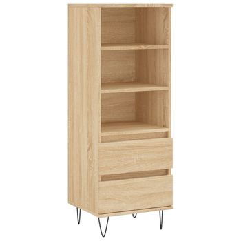 Vidaxl Aparador Alto Madera Contrachapada Roble Sonoma 40x36x110 Cm Marrón