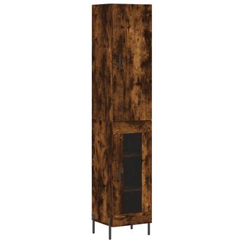 Vidaxl Aparador De Madera Contrachapada Roble Ahumado 34,5x34x180 Cm Marrón