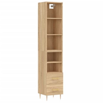 Vidaxl Aparador De Madera Contrachapada Roble Sonoma 34,5x34x180 Cm Marrón