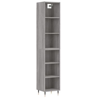 Vidaxl Aparador Alto Madera Contrachapada Gris Sonoma 34,5x32,5x180 Cm