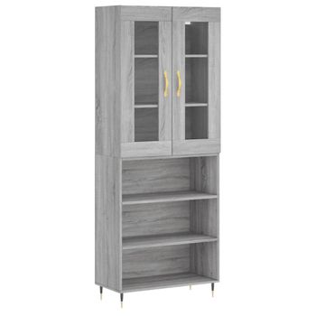 Vidaxl Aparador Alto Madera Contrachapada Gris Sonoma 69,5x34x180 Cm