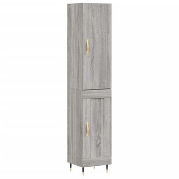 Vidaxl Aparador Alto Madera Contrachapada Gris Sonoma 34,5x34x180 Cm