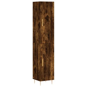 Vidaxl Aparador De Madera Contrachapada Roble Ahumado 34,5x34x180 Cm Marrón