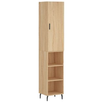 Vidaxl Aparador De Madera Contrachapada Roble Sonoma 34,5x34x180 Cm Marrón