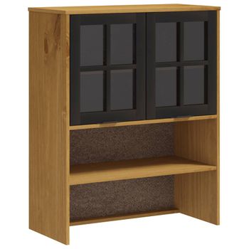 Vidaxl Mueble Superior De Aparador Con Puertas Vidrio Flam Madera Pino Marrón