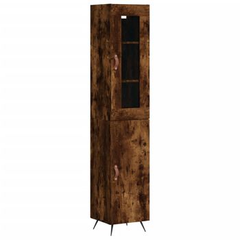 Vidaxl Aparador De Madera Contrachapada Roble Ahumado 34,5x34x180 Cm Marrón