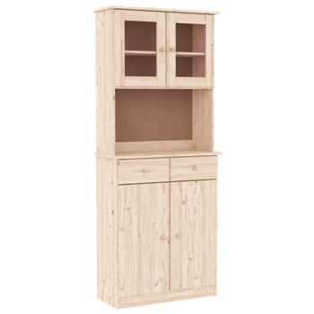 Vidaxl Aparador Alto Alta Madera Maciza De Pino 77x35x188 Cm Marrón