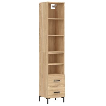 Vidaxl Aparador De Madera Contrachapada Roble Sonoma 34,5x34x180 Cm Marrón