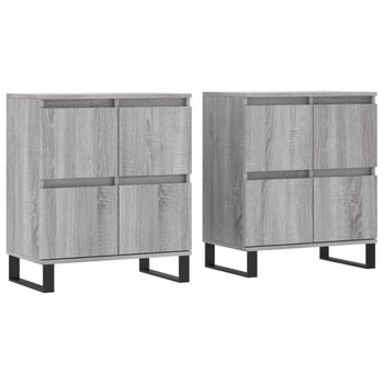 Vidaxl Aparadores 2 Piezas Madera Contrachapada Gris Sonoma