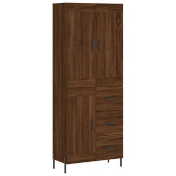 Vidaxl Aparador Alto Madera Contrachapada Marrón Roble 69,5x34x180 Cm