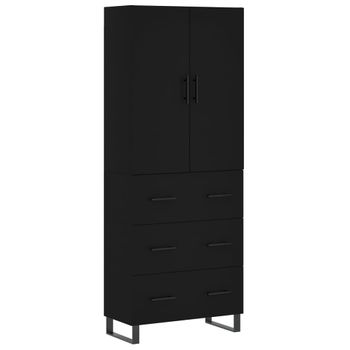 Vidaxl Aparador Alto Madera Contrachapada Negro 69,5x34x180 Cm