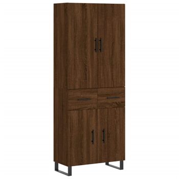 Vidaxl Aparador Alto Madera Contrachapada Marrón Roble 69,5x34x180 Cm