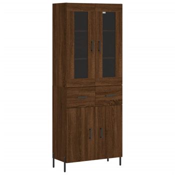 Vidaxl Aparador Alto Madera Contrachapada Marrón Roble 69,5x34x180 Cm