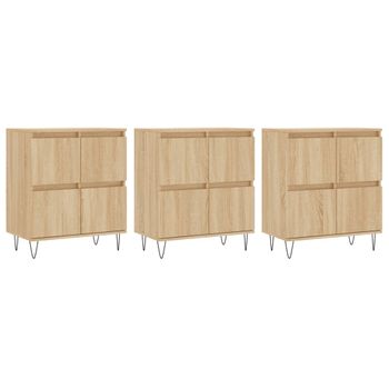 Vidaxl Aparadores 3 Uds Madera Contrachapada Color Roble Sonoma Marrón