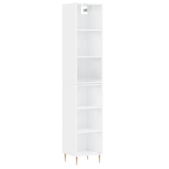 Vidaxl Aparador Alto Contrachapada Blanco Brillante 34,5x32,5x180 Cm