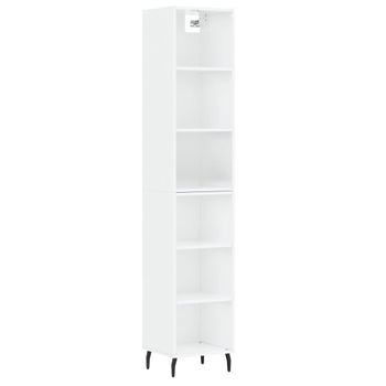 Vidaxl Aparador Alto Contrachapada Blanco Brillante 34,5x32,5x180 Cm