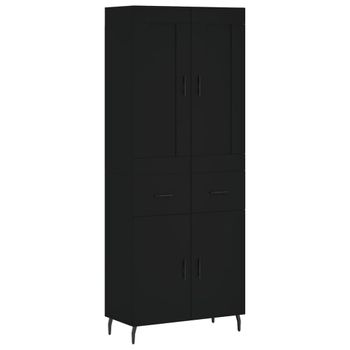 Vidaxl Aparador Alto Madera Contrachapada Negro 69,5x34x180 Cm