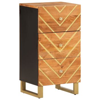 Vidaxl Mueble Auxiliar Madera Maciza Mango Marrón/negro 40x33,5x75 Cm