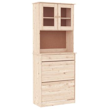 Vidaxl Aparador Alto Alta Madera Maciza De Pino 77x35x188 Cm Marrón