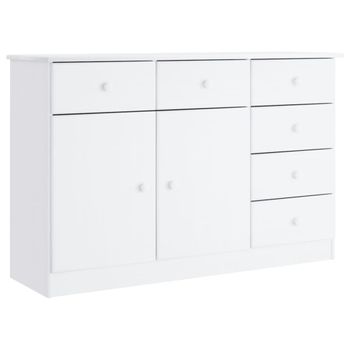 Vidaxl Aparador Alta Madera Maciza De Pino 112x35x73 Cm Blanco