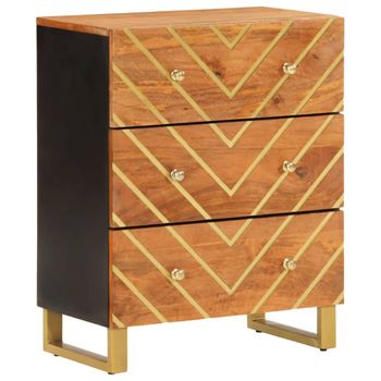 Vidaxl Mueble Auxiliar Madera Maciza Mango Marrón/negro 60x33,5x75 Cm