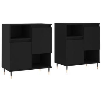 Vidaxl Aparadores 2 Uds Madera Contrachapada Negro