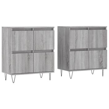 Vidaxl Aparadores 2 Uds Madera Contrachapada Gris Sonoma