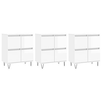 Vidaxl Aparadores 3 Uds Madera Contrachapada Blanco Brillo