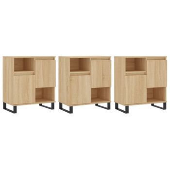 Vidaxl Aparadores 3 Uds Madera Contrachapada Color Roble Sonoma Marrón