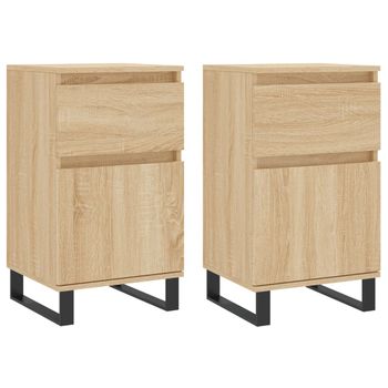 Vidaxl Aparadores 2 Uds Madera De Ingeniería Roble Sonoma 40x35x70 Cm Marrón