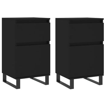 Vidaxl Aparadores 2 Uds Madera De Ingeniería Negro 40x35x70 Cm