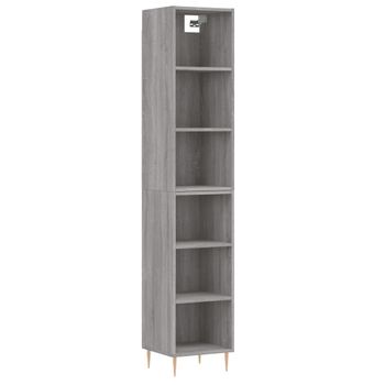 Vidaxl Aparador Alto Madera Contrachapada Gris Sonoma 34,5x32,5x180 Cm