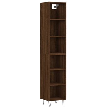 Vidaxl Aparador Alto Madera Contrachapada Roble Marrón 34,5x32,5x180cm