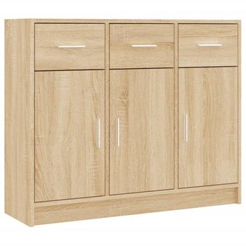 Vidaxl Aparador De Madera De Ingeniería Color Roble Sonoma 91x28x75 Cm Marrón