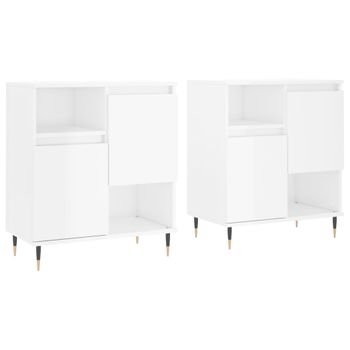 Vidaxl Aparadores 2 Uds Madera Contrachapada Blanco Brillo