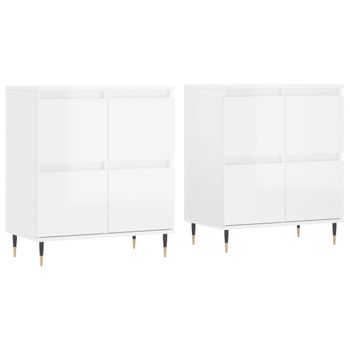 Vidaxl Aparadores 2 Uds Madera Contrachapada Blanco Brillo