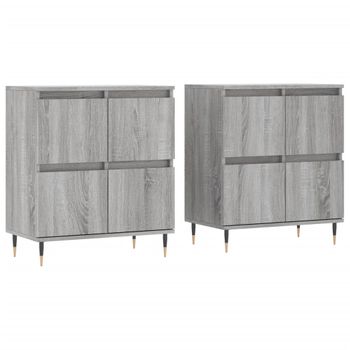 Vidaxl Aparadores 2 Piezas Madera Contrachapada Gris Sonoma