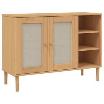 Vidaxl Aparador Senja Aspecto De Ratán Madera Pino Marrón 112x40x80 Cm