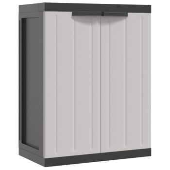 Vidaxl Armario De Almacenaje Exterior Pp Gris Y Negro 65x37x85 Cm