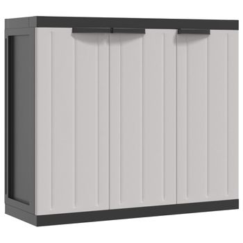 Vidaxl Armario De Almacenaje Exterior Pp Gris Y Negro 97x37x85 Cm