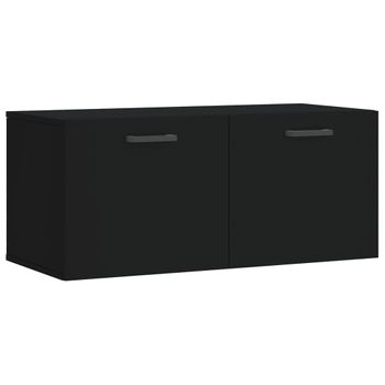 Vidaxl Armario De Pared Madera De Ingeniería Negro 80x36,5x35 Cm