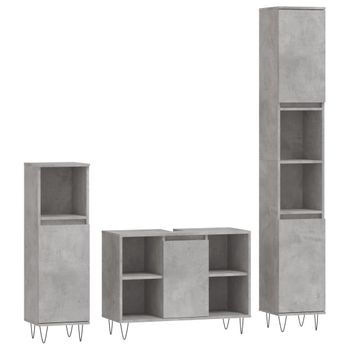 Vidaxl Set Muebles De Baño 2 Piezas Madera Contrachapada Gris Hormigón