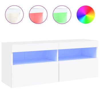 Vidaxl Mueble De Tv De Pared Con Luces Led Blanco 100x30x40 Cm