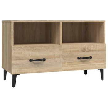 Mueble Para Tv Madera Contrachapada Roble Ahumado 80x36x50 Cm