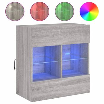 Vidaxl Mueble De Tv De Pared Con Luces Led Gris Sonoma 58,5x30x60,5 Cm